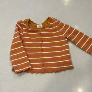 GAP Baby Long Sleeve Top with Pink and Brown Stripes